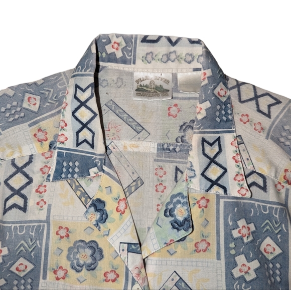 Vintage Pearl River Floral Muted Button Down Sleeveless Collared Grandma Top - Picture 2 of 11